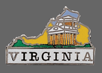 Virginia State Map Hat Lapel Pin, Virginia Shaped State Lapel Pin