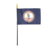 4 in. X 6 in. Virginia Mounted on a 10 in. Black Staff with Gold Spear tip