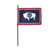 4 in. X 6 in. Wyoming Mounted on a 10 in. Black Staff with Gold Spear tip