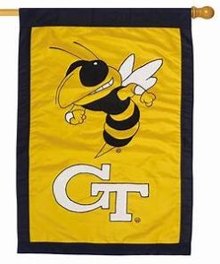 Oversized 44"x28" Georgia Tech 2-sided house Banner Flag - Printed, Heavyweight Weather-resistant 420 denier Polyester. Also has hang tabs so it can be hung on wall/door