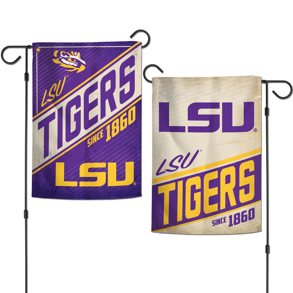 LSU Tigers RETRO Garden Flags 2 sided 12.5 x 18 INCHES