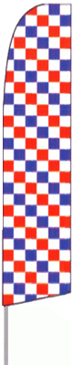 Checkered Red, Blue & White Blade/ Feather
