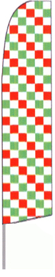 Checkered Red, Green & White Blade/ Feather