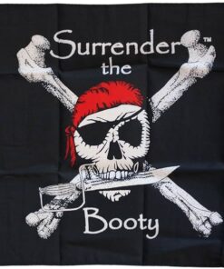 Surrender the Booty Black Pirate Flag 3x5ft Poly
