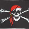 Red Bandana Jolly Roger Flag 3x5ft Poly