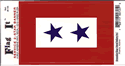 Service 2-Star Banner Vinyl Decal. 3 1/2" x 4 3/4"