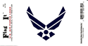 Air Force Logo Vinyl Decal. 3 1/2" x 4 3/4"