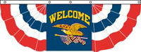 Pleated Nylon Fan Drapes w/ Welcome Eagle