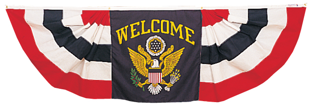 Pleated Polycotton Fan Drapes w/ Presidential Seal