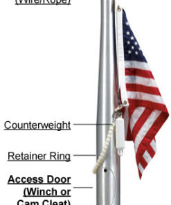 20' Satin Finish Sovereignty Internal Halyard FlagPole
