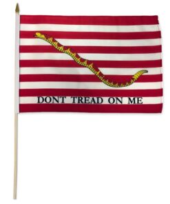1st Navy Jack 12 x 18 inch (Don't Tread on me Flag), First Navy Jack Gadsden Don't Tread On Me Stick Flag 30" Wooden Staff