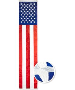 USA Flag Patriotic Bunting Pulldown 50 Embroidered Stars 20" x12', American 50 Star Pulldown 20 in x 12 ft