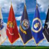 United States and U.S. Military Ceremonial Flags & Display Sets - Set of 7