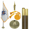 3' x 5' Indoor U.S. Coast Guard Flag Set, Coast Guard Flag Indoor Flagpole Kit w/ Gold Fringe, U.S. Military Coast Guard Parade Sets Nylon with Pole Hem and Fringe