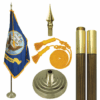 3' x 5' Indoor U.S. Navy Flag Set, Navy Flag Indoor Flagpole Kit w/ Gold Fringe, U.S. Military Navy Parade Sets Nylon with Pole Hem and Fringe